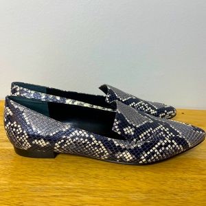 Marc Fisher Black Snakeskin Leather Loafer Flats